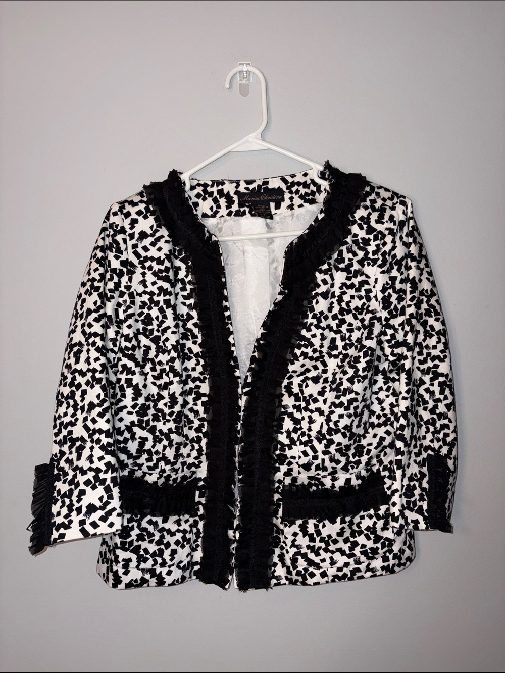 Marisa Christina Black and White Printed Blazer Medium